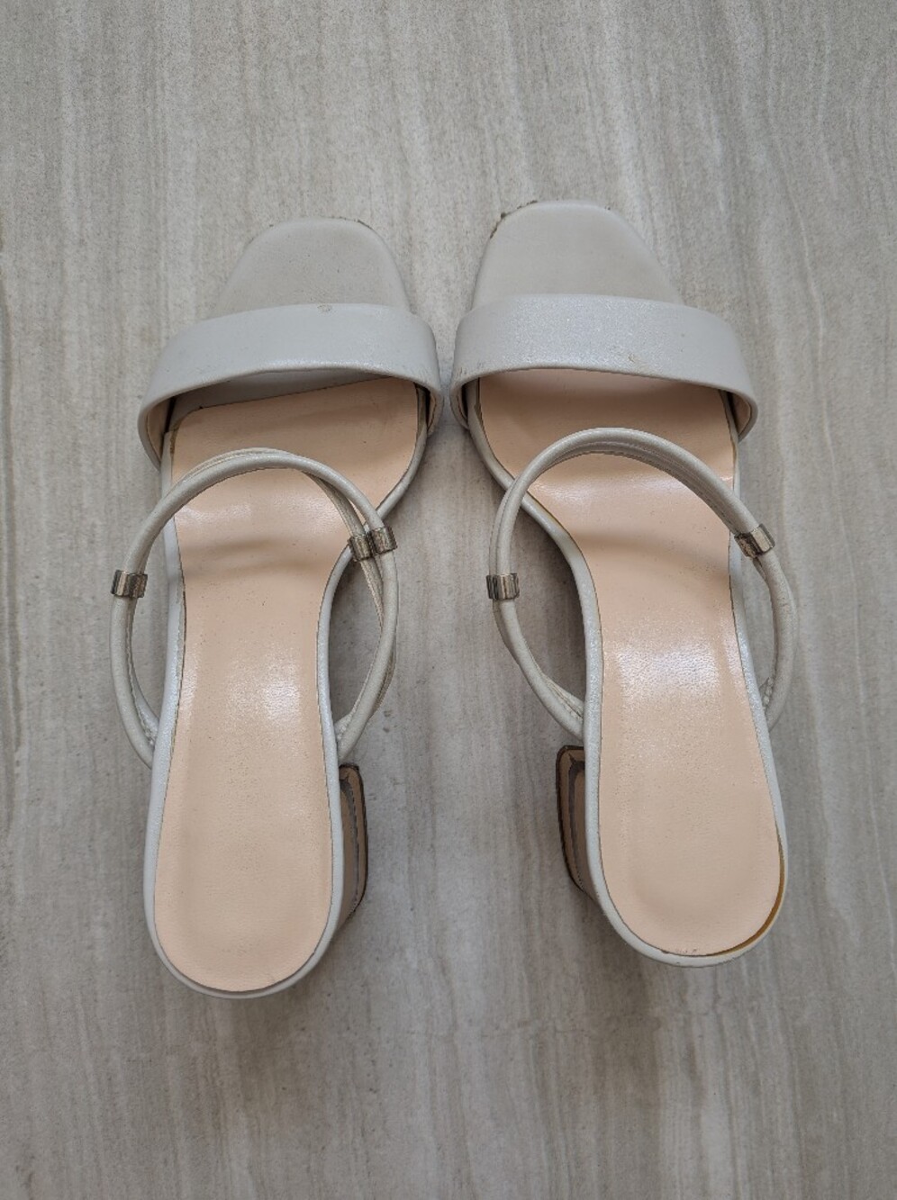 Beige Sandals Heels Lucite Heel 5-6